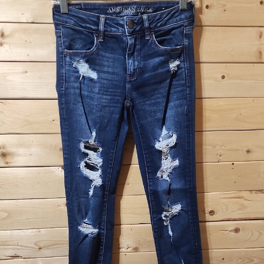 American Eagle Outfitters Jeggings Size 2 Super Stretch X Distressed